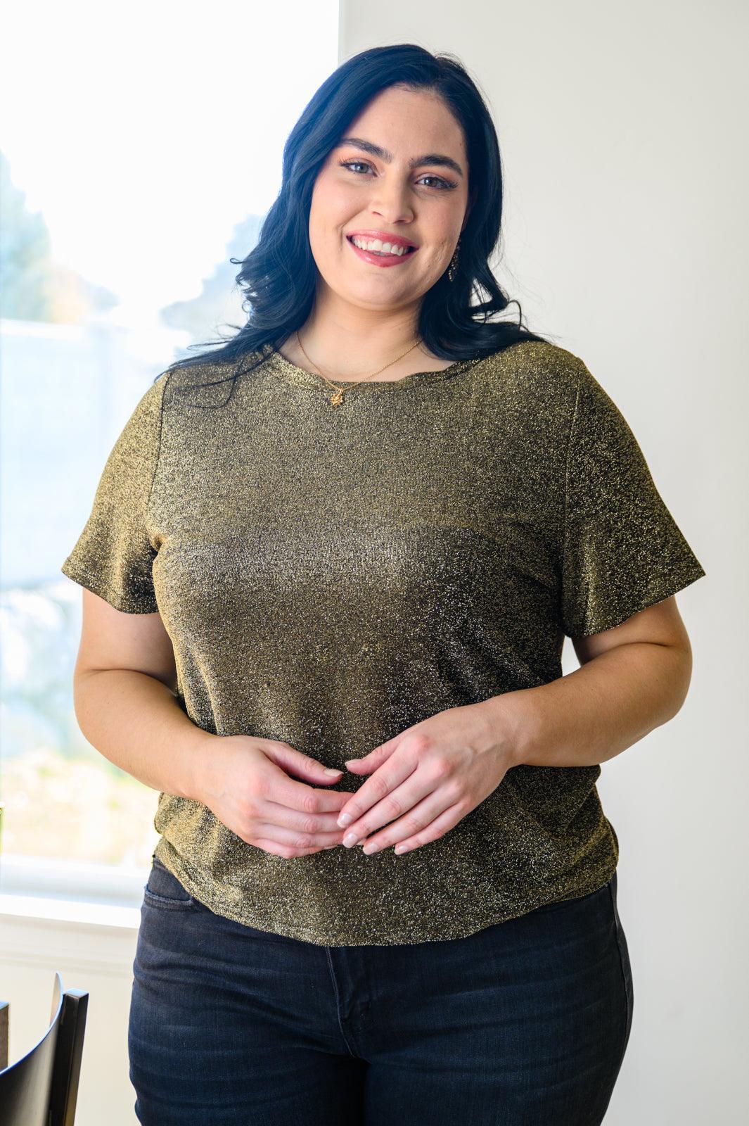 Hazel Blues® | Sweetly Twinkle Short Sleeve Knit Top In Black