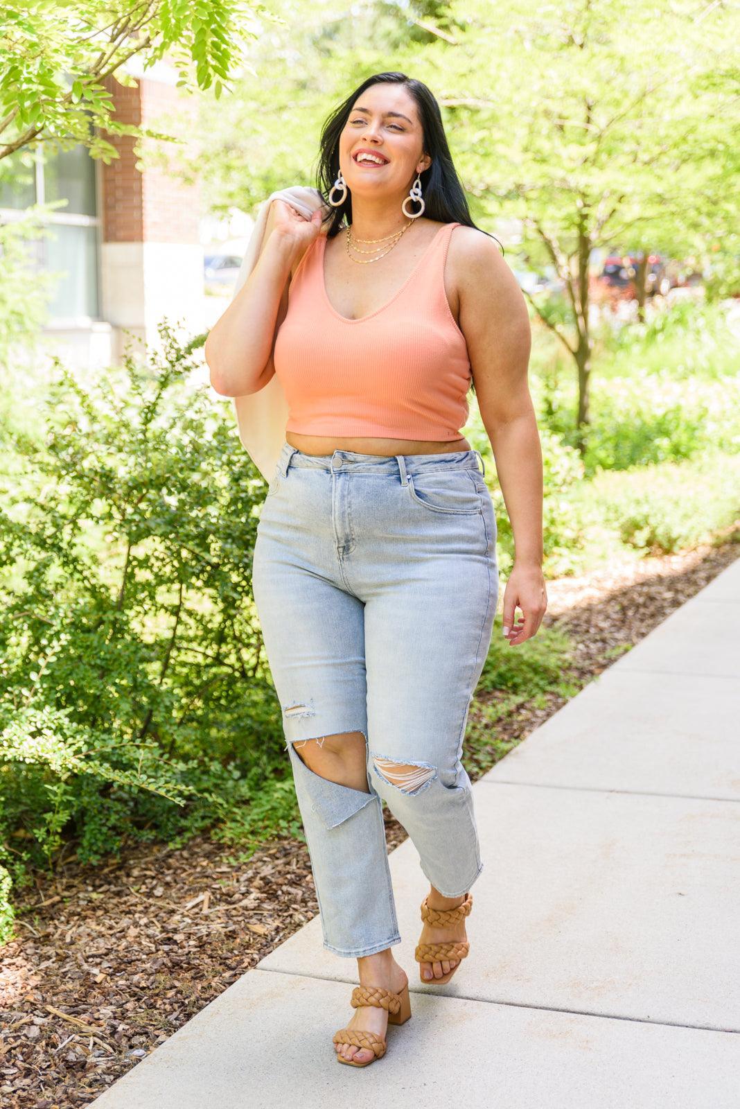 Hazel Blues® | Tell Me More Crop Tank In Coral