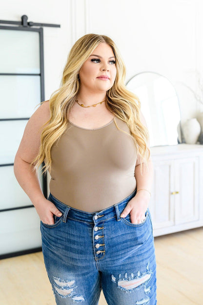 Hazel Blues® | The Basics Reversible Longline Tank in Light Mocha