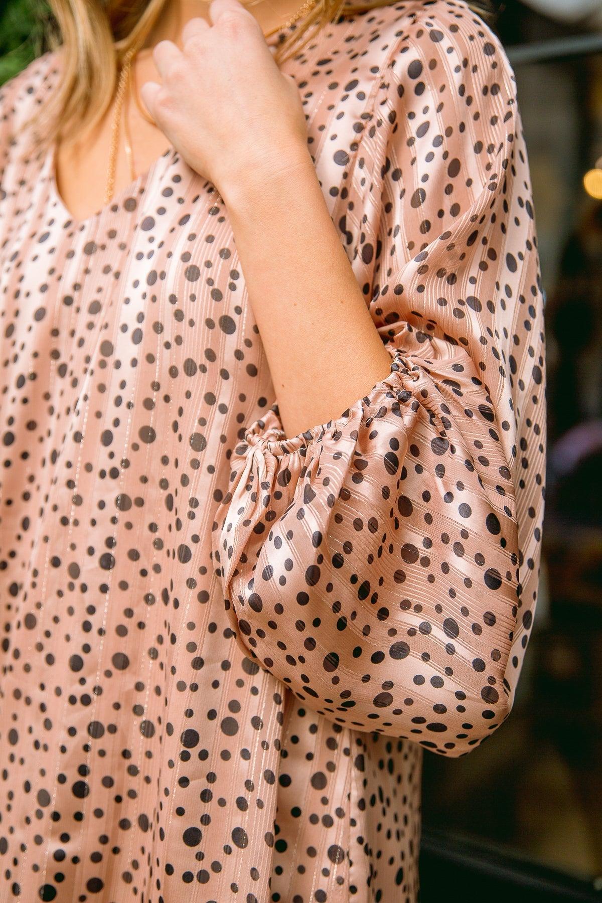 Hazel Blues® | Vivian Satin Blouse in Rose Gold