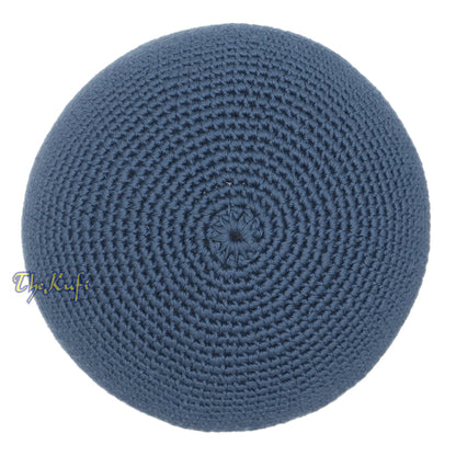Indigo Blue Hand-Crocheted 100% Cotton Jacquard Kufi Hat Design and Comfortable Fit