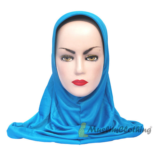 Instant Pull-On Easy Hijab Jilbab In Various Light Turquoise - Padded Visser Shoulder-Length Easy Muslimah Khimar