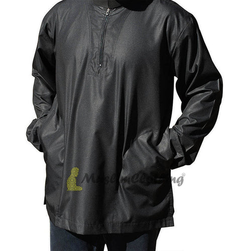 Long Sleeved Dark Brown Men's Shirt with Zipper Clothing Islamic