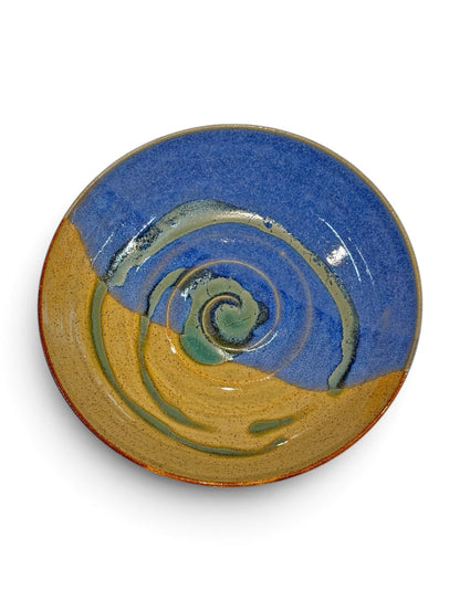 Low Bowl, swirl - blue eggshell & weathered bronze 1