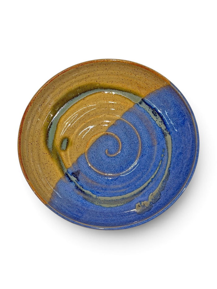 Low Bowl, swirl - blue eggshell & weathered bronze 2