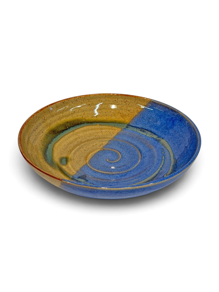 Low Bowl, swirl - blue eggshell & weathered bronze 2