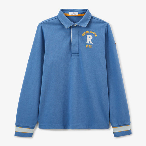 Maillot de rugby garçon manches longues en coton bleu Lior Homme SERGE BLANCO