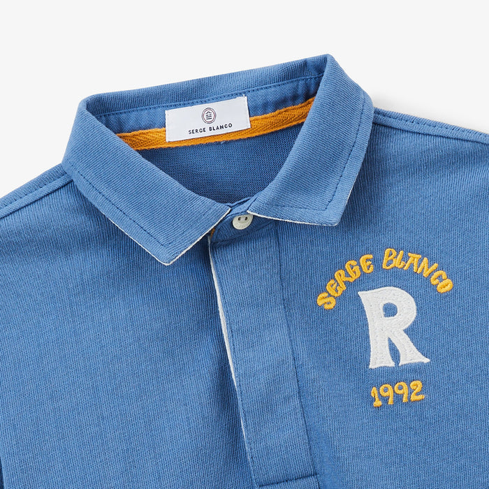 Maillot de rugby garçon manches longues en coton bleu Lior Homme SERGE BLANCO