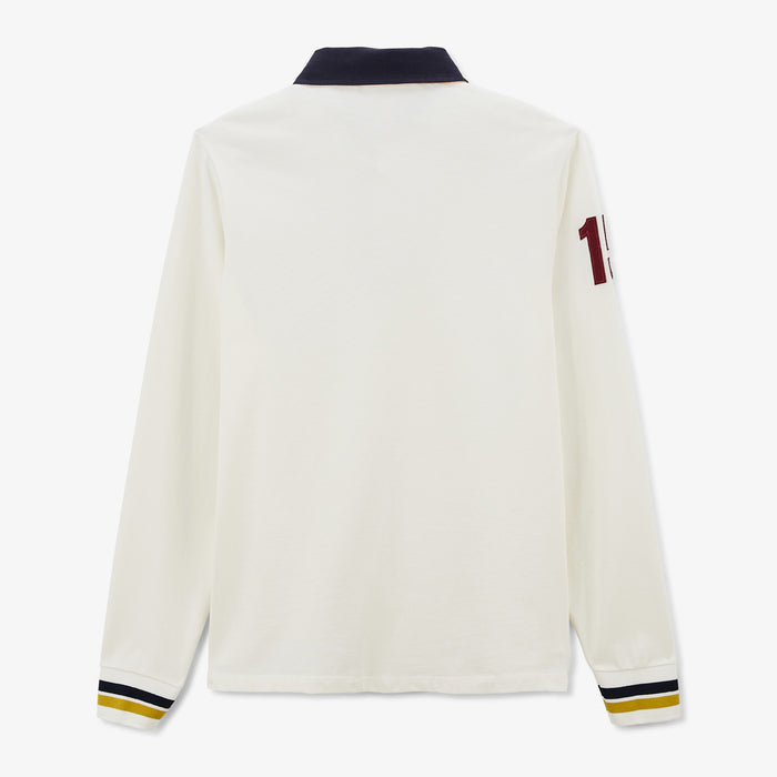Maillot de rugby manches longues blanc ivoire brodé 15 Homme SERGE BLANCO