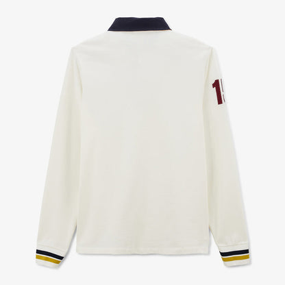 Maillot de rugby manches longues blanc ivoire brodé 15 Homme SERGE BLANCO