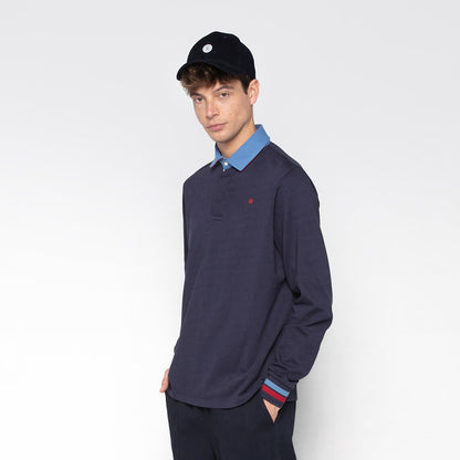 Maillot de rugby manches longues bleu dark navy brodé 15 Homme SERGE BLANCO