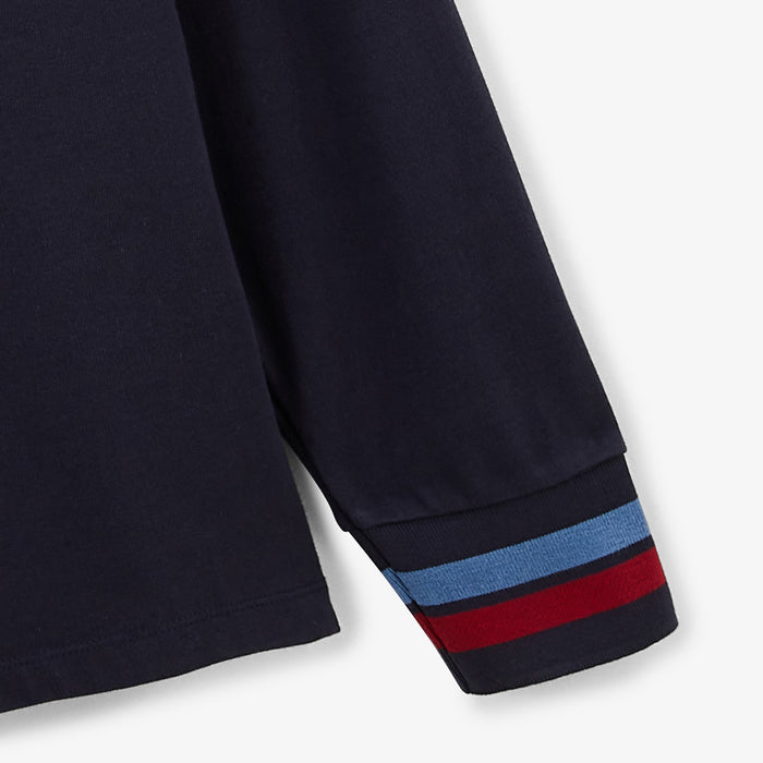 Maillot de rugby manches longues bleu dark navy brodé 15 Homme SERGE BLANCO