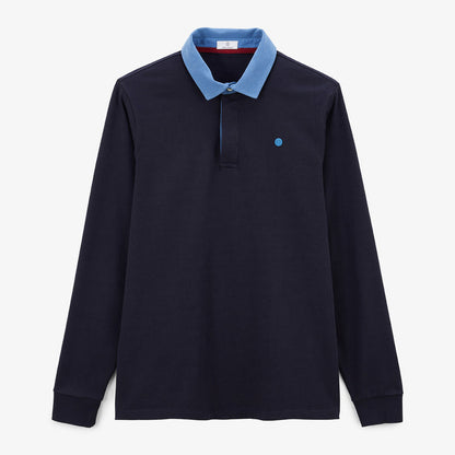 Maillot De Rugby Manches Longues En Coton Bleu Dark Navy Lupin Homme SERGE BLANCO