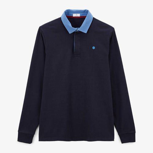 Maillot De Rugby Manches Longues En Coton Bleu Dark Navy Lupin Homme SERGE BLANCO