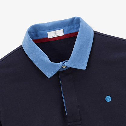 Maillot De Rugby Manches Longues En Coton Bleu Dark Navy Lupin Homme SERGE BLANCO