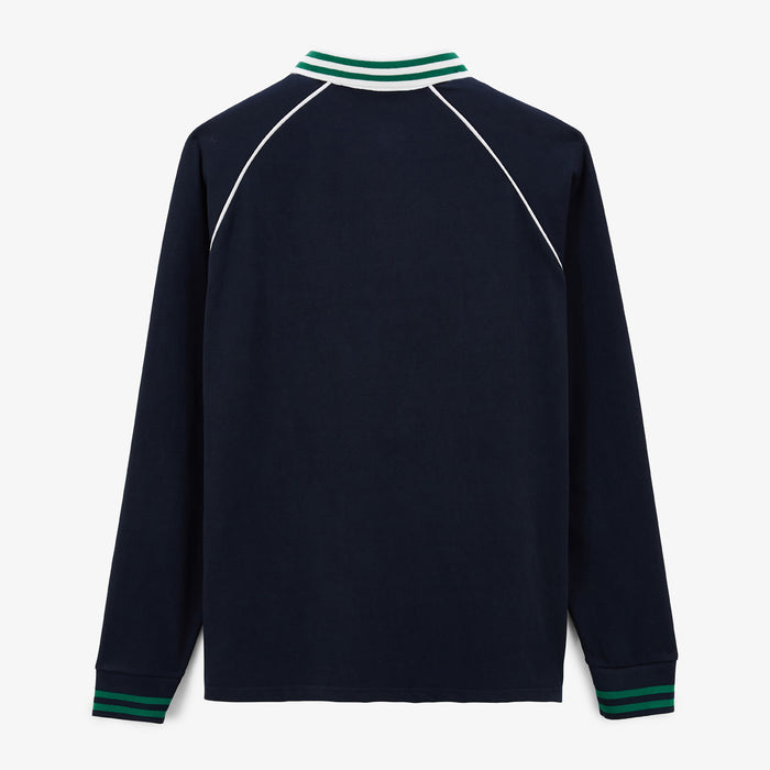 Maillot De Rugby Manches Longues Col Liseré Bleu Dark Navy Homme SERGE BLANCO