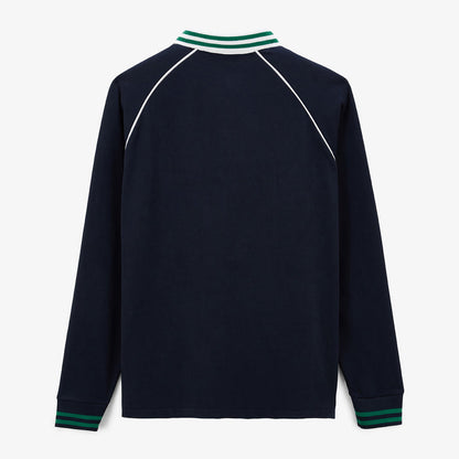 Maillot De Rugby Manches Longues Col Liseré Bleu Dark Navy Homme SERGE BLANCO