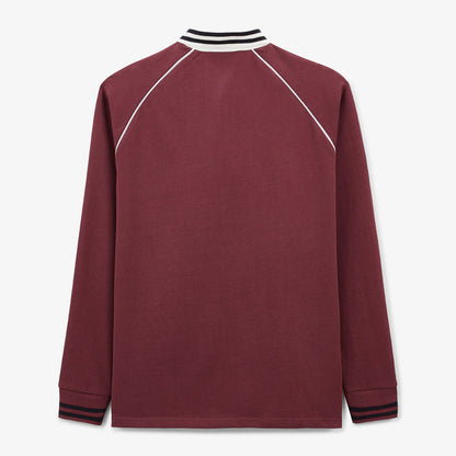Maillot De Rugby Manches Longues Col Liseré Rouge Merlot Homme SERGE BLANCO