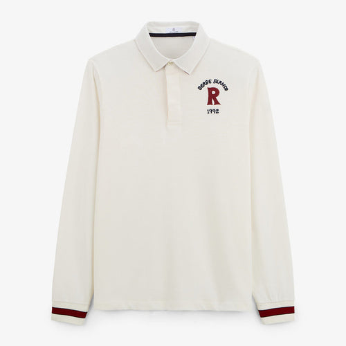 Maillot de rugby manches longues en coton blanc ivoire Lior homme SERGE BLANCO