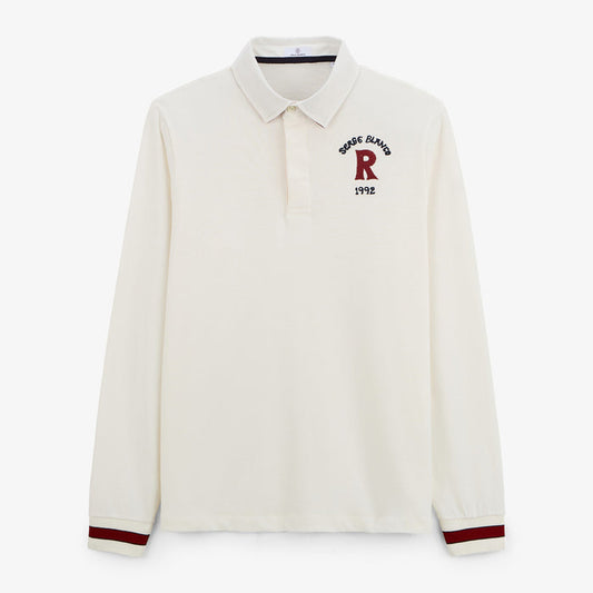 Maillot de rugby manches longues en coton blanc ivoire Lior homme SERGE BLANCO