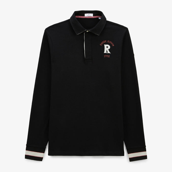 Maillot de rugby manches longues en coton noir Lior Homme SERGE BLANCO