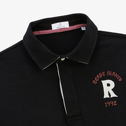 Maillot de rugby manches longues en coton noir Lior Homme SERGE BLANCO