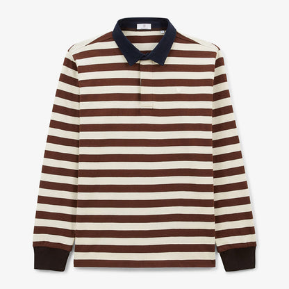 Maillot De Rugby Manches Longues En Coton Rayé Marron Shitake Lens Homme SERGE BLANCO
