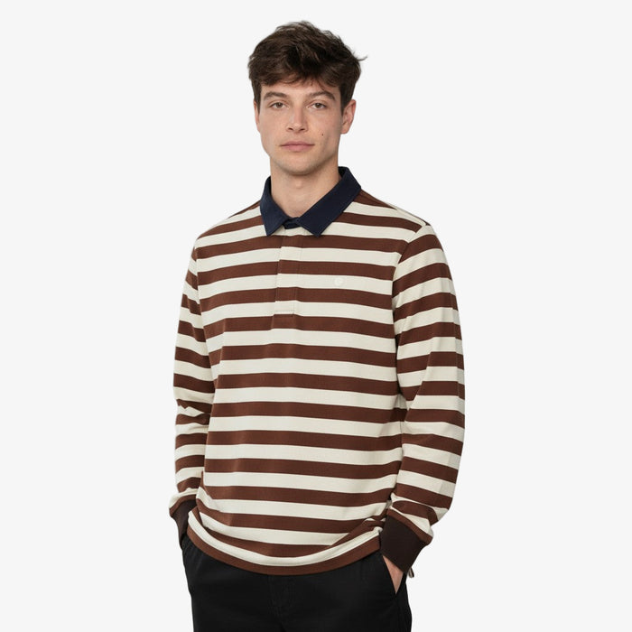 Maillot De Rugby Manches Longues En Coton Rayé Marron Shitake Lens Homme SERGE BLANCO