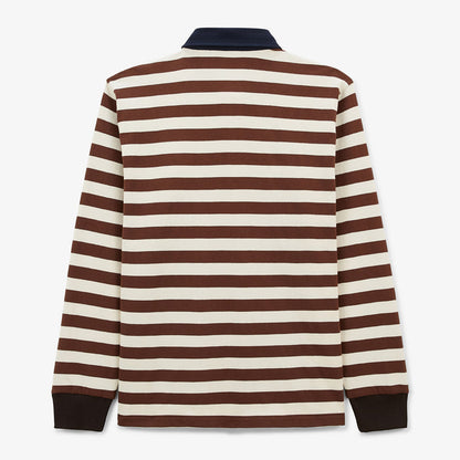 Maillot De Rugby Manches Longues En Coton Rayé Marron Shitake Lens Homme SERGE BLANCO