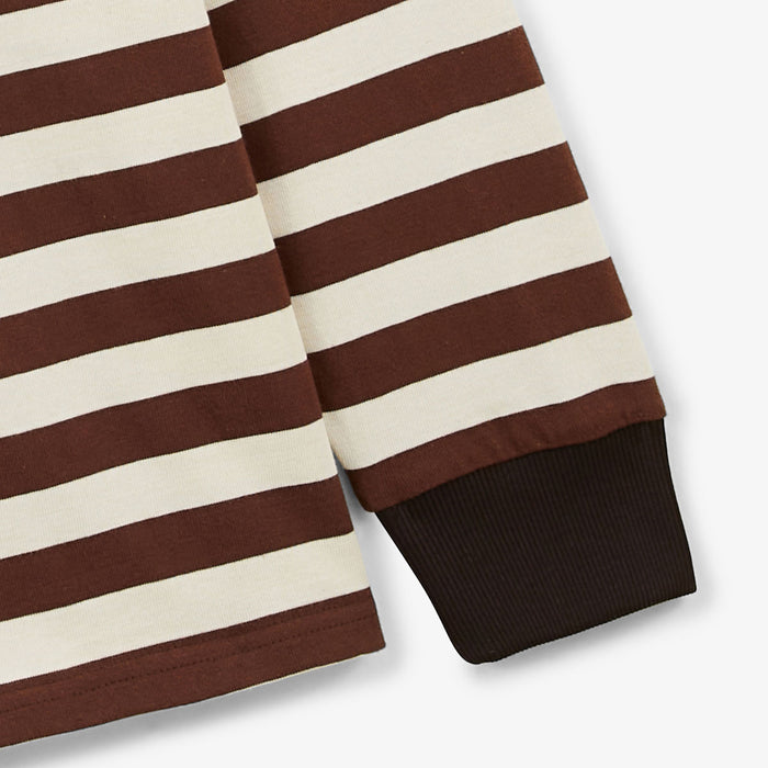 Maillot De Rugby Manches Longues En Coton Rayé Marron Shitake Lens Homme SERGE BLANCO
