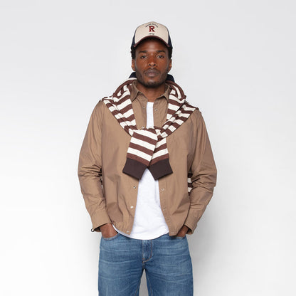 Maillot De Rugby Manches Longues En Coton Rayé Marron Shitake Lens Homme SERGE BLANCO