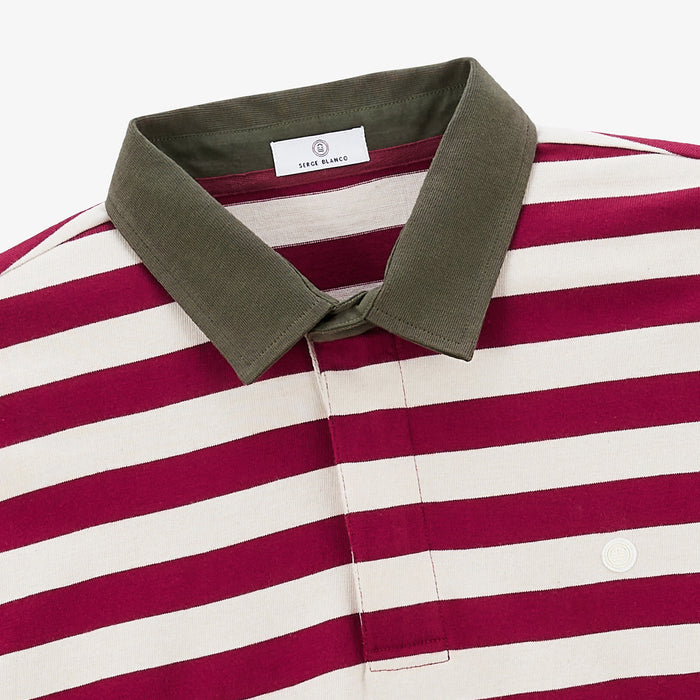 Maillot De Rugby Manches Longues En Coton Rayé Merlot Lens Homme SERGE BLANCO