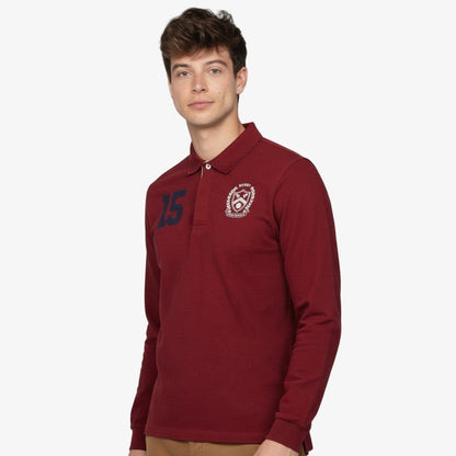 Maillot de rugby manches longues en coton rouge merlot Lio Homme SERGE BLANCO