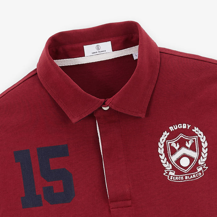 Maillot de rugby manches longues en coton rouge merlot Lio Homme SERGE BLANCO