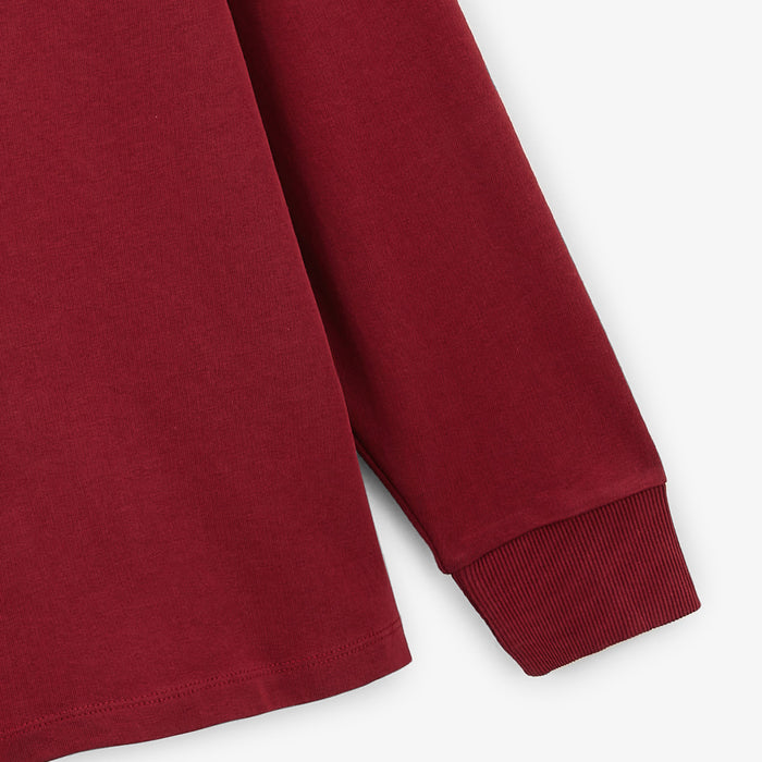 Maillot de rugby manches longues en coton rouge merlot Lio Homme SERGE BLANCO