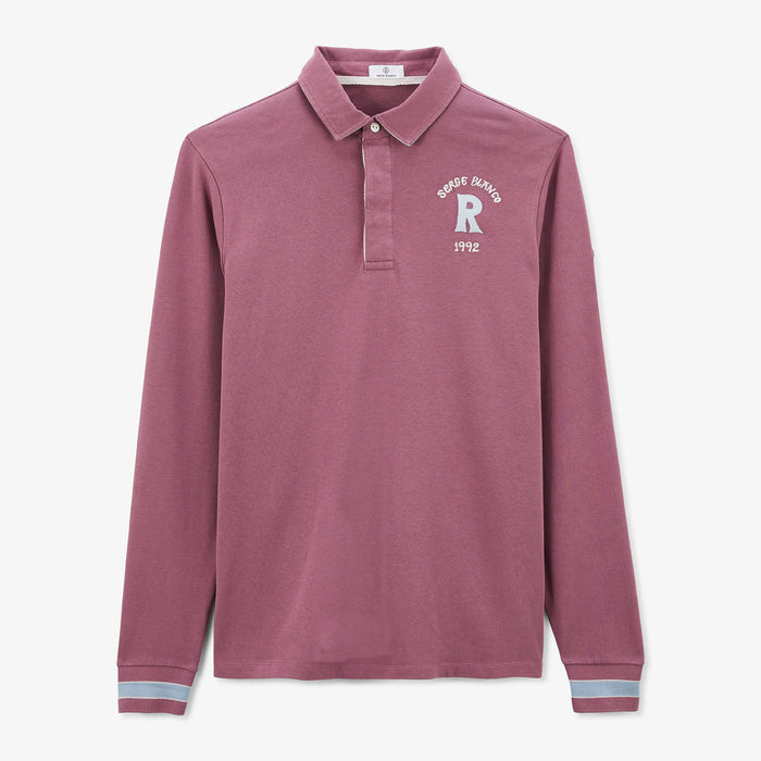 Maillot de rugby manches longues en coton violet pourpre Lior Homme SERGE BLANCO