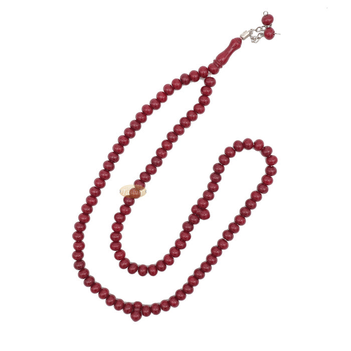 Maroon Med-Size 7x8 mm-Bead Monomer Islamic Prayer Bead Tasbih 2-Chain