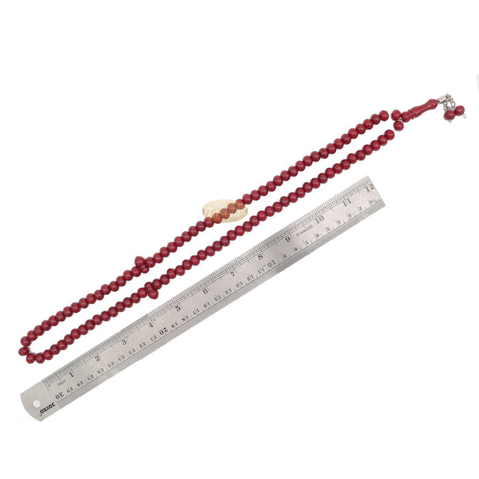 Maroon Med-Size 7x8 mm-Bead Monomer Islamic Prayer Bead Tasbih 2-Chain