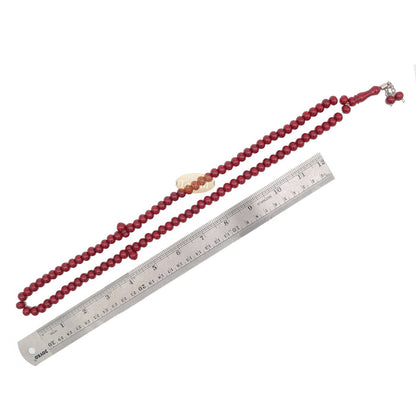 Maroon Med-Size 7x8 mm-Bead Monomer Islamic Prayer Bead Tasbih 2-Chain