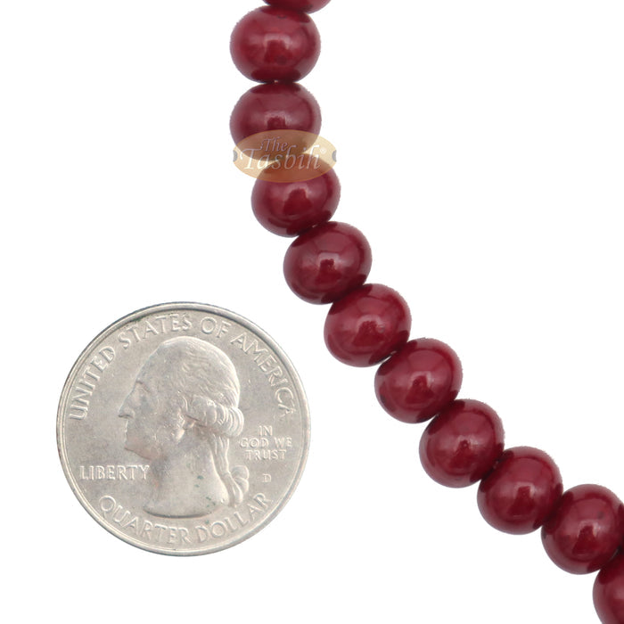 Maroon Med-Size 7x8 mm-Bead Monomer Islamic Prayer Bead Tasbih 2-Chain