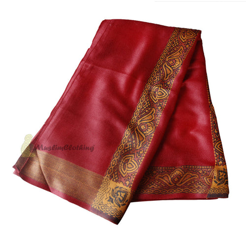 Maroon Rust Brown Kashmiri Yemeni Habaib Men's Scarf Wrap Turban 56x203cm