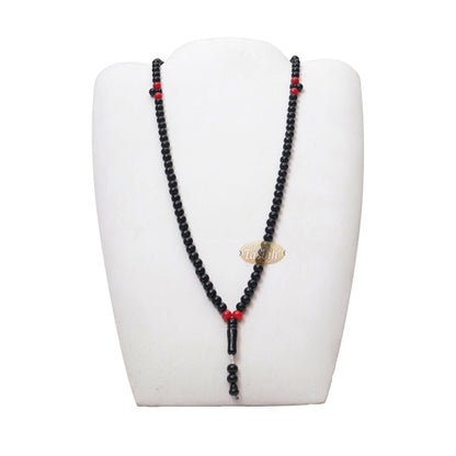 Med-Size Black Plastic Sufi Tasbih 6x8 mm Beads with Red Accent Beads