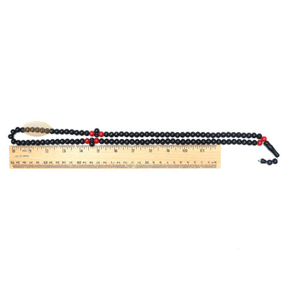 Med-Size Black Plastic Sufi Tasbih 6x8 mm Beads with Red Accent Beads