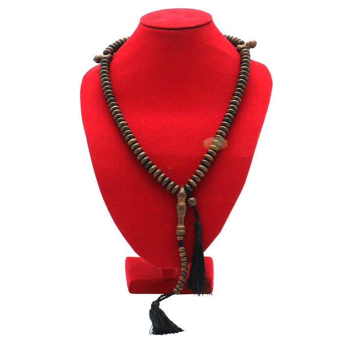 Muslim Natural Johar Wenge Wood Handmade Tasbih 10x5 mm 99-Bead Flat Oval Misbaha Prayer Beads