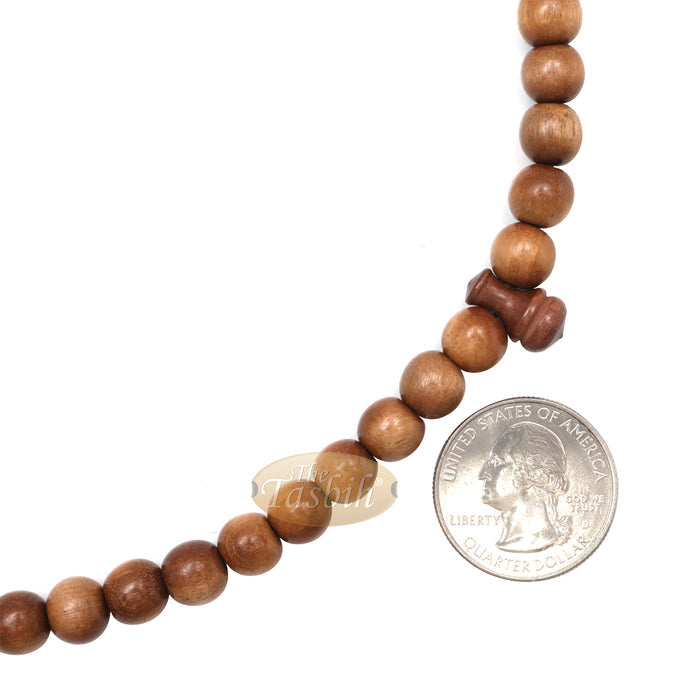 Naturally-Dyed 8 mm Ironwood Prayer Beads 99-Bead Copper Wire Tassel
