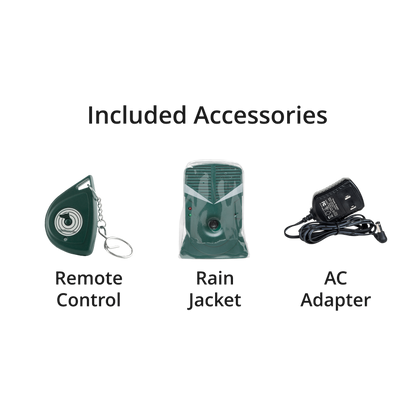 Bark Control Pro™ Included Accessories – Remote Control, Rain Jacket, and AC Adapter