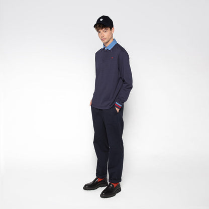 Pantalon 550 en coton coupe large élastique bleu marine homme SERGE BLANCO