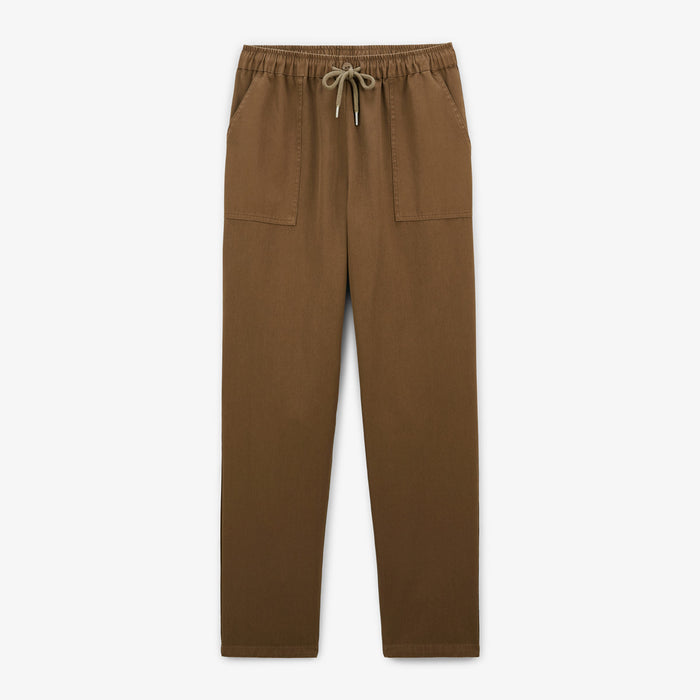 Pantalon 550 en coton coupe large elastique marron shitake homme SERGE BLANCO