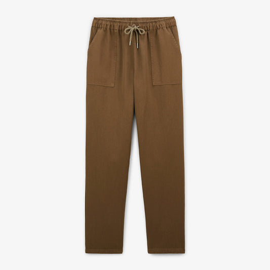 Pantalon 550 en coton coupe large elastique marron shitake homme SERGE BLANCO