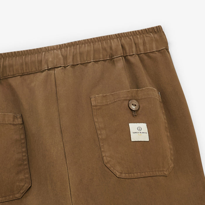 Pantalon 550 en coton coupe large elastique marron shitake homme SERGE BLANCO